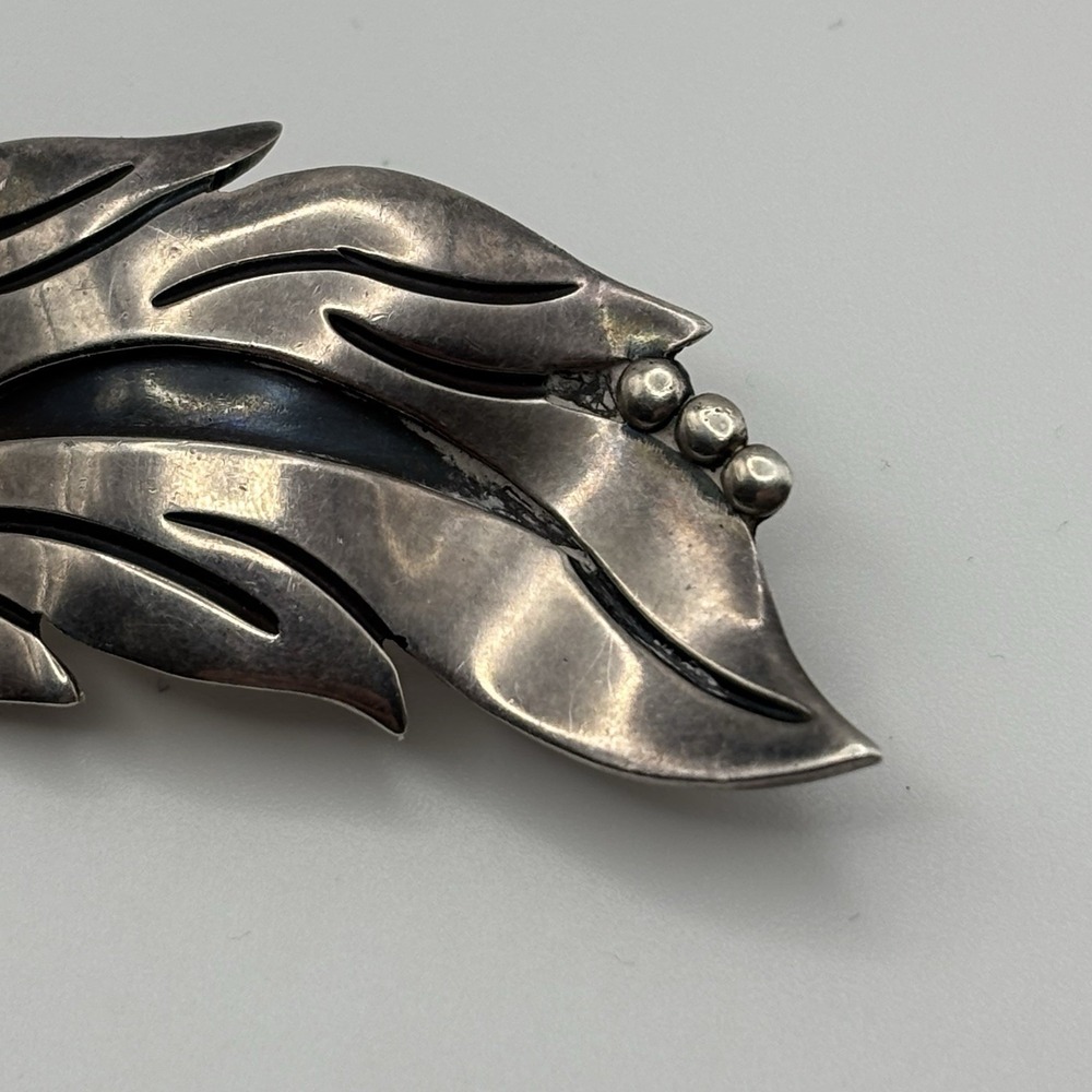 Vintage Tasco Designer Maricela Floral Leaf Sterling Silver Brooch Pin Set Of 2 - Picture 13 of 15